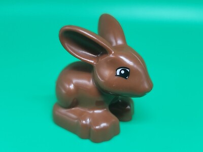 Lego Duplo Brown Bunny Rabbit Hare w/ Pink Nose Toy Animal Mini Figure ...