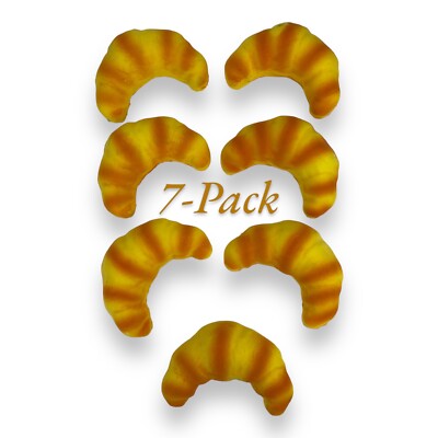 Faux French Croissant Bun Roll Slow Rise Squeezable Foam Bread Prop 4.5'' 7-Piece
