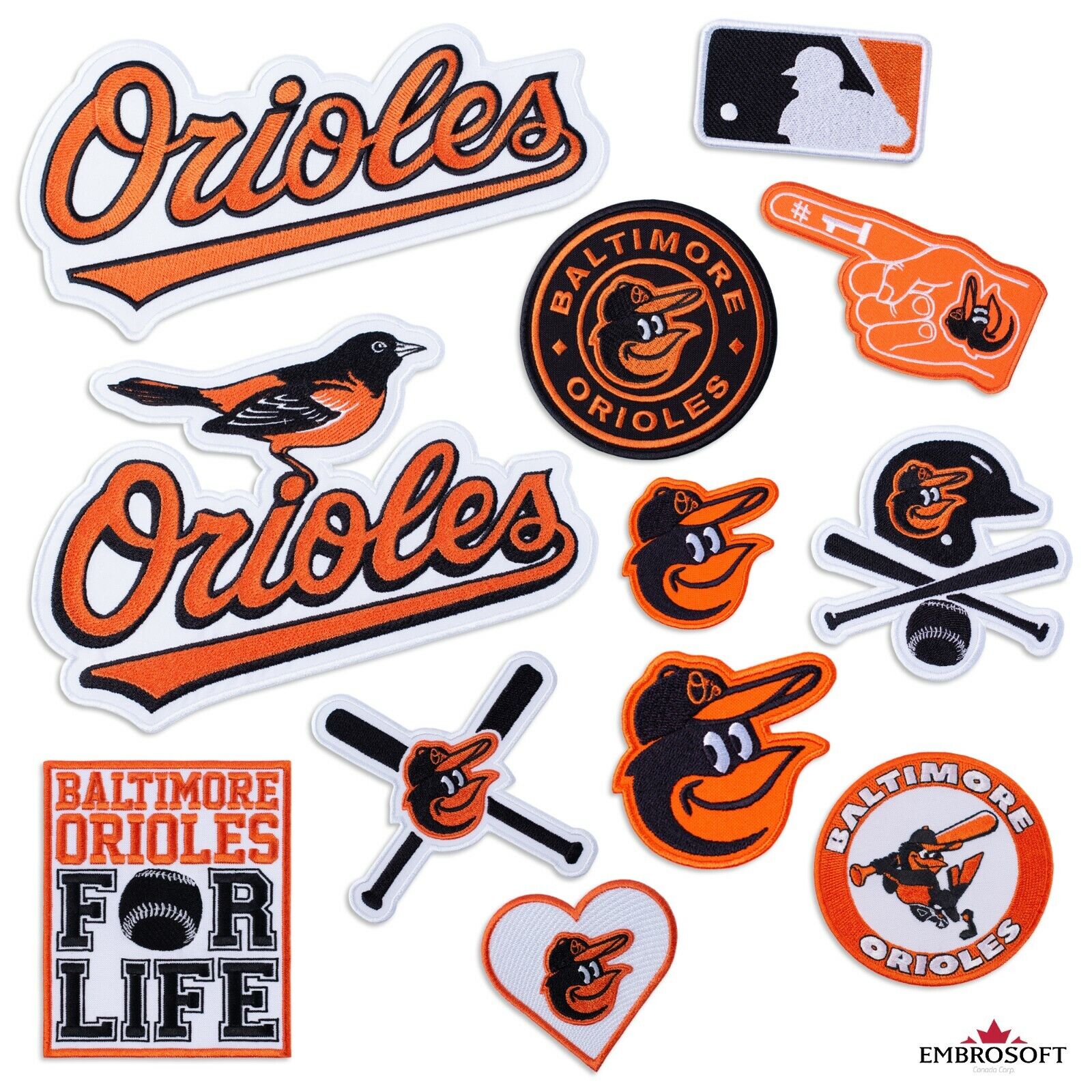 Baltimore Orioles Patch, Baseball Team Logo, Embroidered Sports Patches Iron