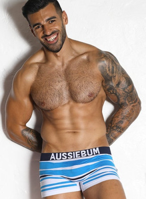 Aussiebum BODYSTRETCH Boxer WHITE BLUE NAVY Designed in Australia ''Small''