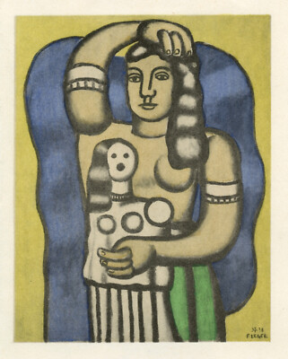 Fernand Leger pochoir ''Jeune fille tenant une poupee''