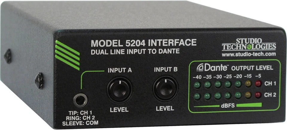 Model5204 Studio Technologies Model 5204 Dual Line-Input-to-Dante Interface