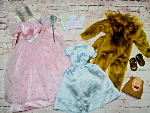 Vtg Barbie 80s 90s MATTEL WIZARD of OZ WoZ Doll Clothes WITCH LION & DOROTHY Set