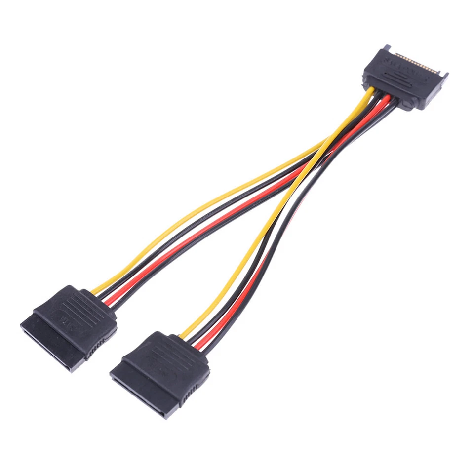SATA Power Cable 15Pin SATA Y Splitter Adapter 15 Pin Male to Dual Female Cable - Image 4 of 4
