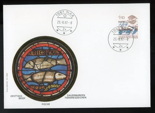 SWITZERLAND 1982 FIRST DAY COVER, ZODIAC SIGNS, PISCES !! M48