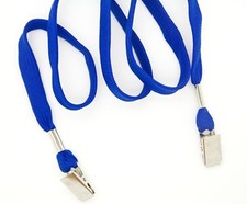 50 PCS DOUBLE END 1/2" WIDE NECK LANYARD WITH BULLDOG CLIP HIGH QUALITY - BLUE