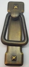 ANTIQUE BRASS VERTICAL Mission Style Drawer Pull patina rustic vintage zinc old