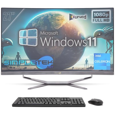 Simpletek All-in-One PC 27 Zoll Curved – Intel Core I7, 16 GB RAM, 480 GB SSD, Windows 11 Pro Inkl. Webcam & Kabelloser Tastatur