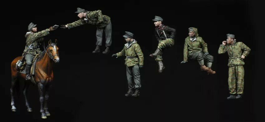 Maquette model, 1/35 Warriors resin figures, German Nashorn crew X4, War, WW2