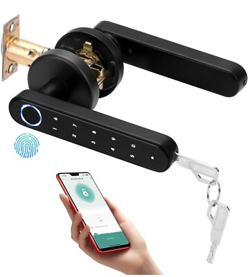 AG&M Smartes Türschloss, Fingerabdruckerkennung, 4-in-1 Elektronikschloss.