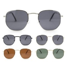 Polarized Mens Retro Hipster Thin Metal Rim Rectangle Sunglasses