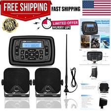 Boats Marine Radio Bluetooth and Speakers Audio System Package - Waterproof M...