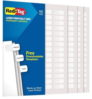 Laser Index Tabs 7/16''x1'', Permanent Adhesive Index Labels White 180 Tabs 33001