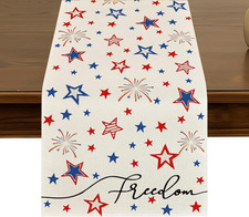 4th of July Patriotic Table Runner 13 x 72 Inch Burlap Memorial Day Independence