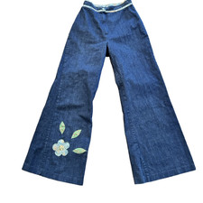 Vintage 70s Sears Jr Bazaar Denim Jean Bell Bottoms size XS high rise flower