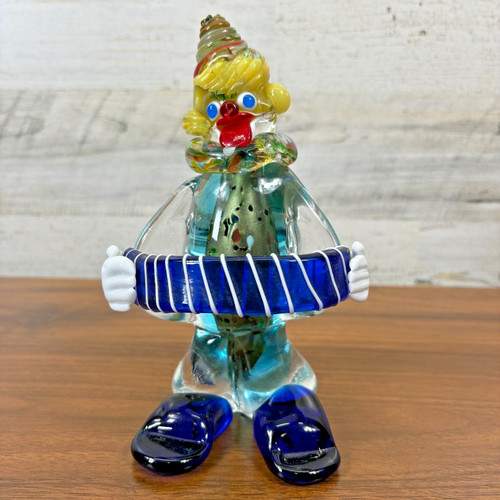 Vintage Murano Italy Venetian Accordion Clown Figurine Hand Blown Art 7.25"
