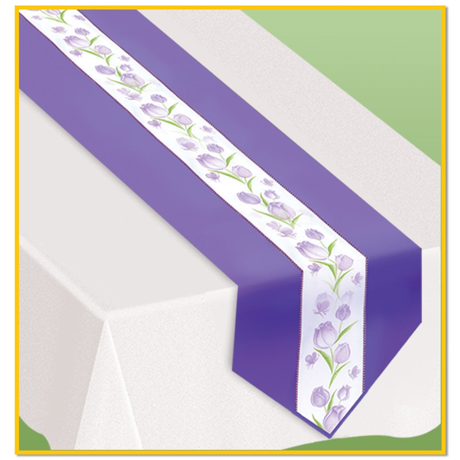 Beistle Spring Tulips Fabric Table Runner - Spring/Summer | Party Supply