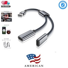 USB to Double USB C Female Adapter,Type A Charger Cable Dual Two 2 Splitter f...