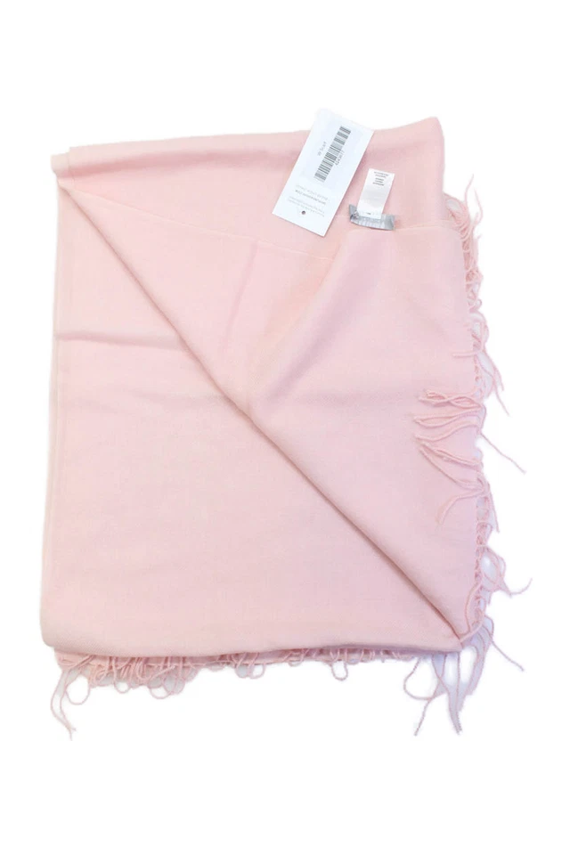 Nordstrom Mujer Lana Flecos Borde Detalle Bufanda Ancha Rosa Claro 70" x 28" Foto 2 de 3