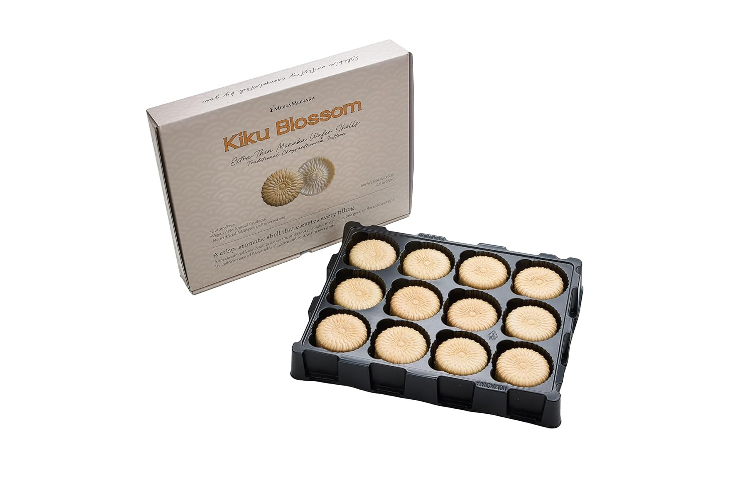 Conchas comestibles de Monaka con flor Kiku, oblea Monaka, arroz 100 % glutinoso (mochi) para