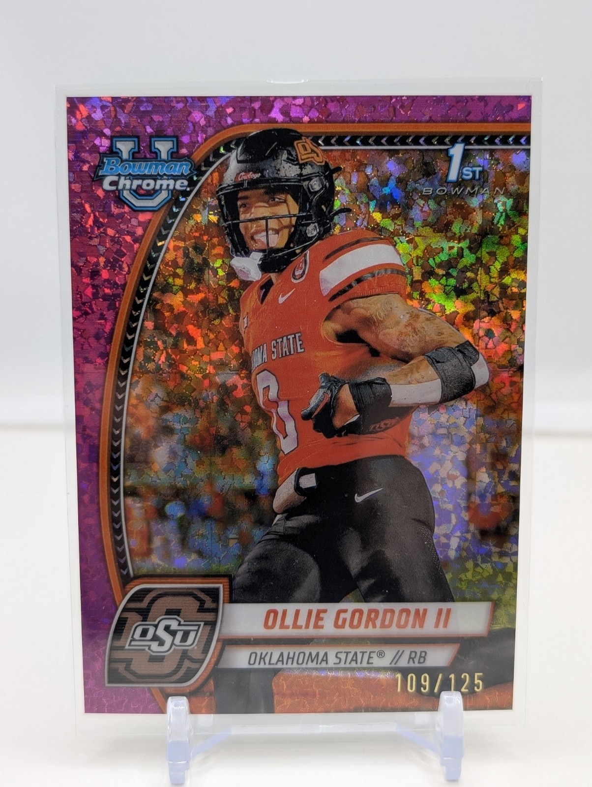 2024 Bowman University Chrome - Ollie Gordon II #197 Fuchsia Mini-Diamond /125