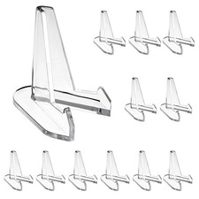 Hipiwe 12 Packs Acrylic Easel Stands Clear Mini Coin Display Easel Holder for...