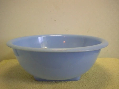 Vintage PYREX 326 Delphite Bowl 12" Rolled Rim Square Base CANADA Blue Huge