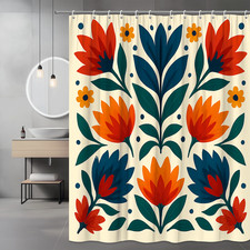 Vibrant Floral Shower Curtain - Colorful Bathroom Decor
