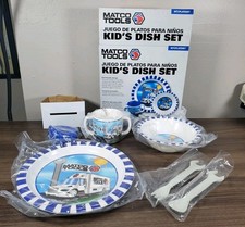 RARE Matco Tools Kids Dish Set Plate Bowl Sippy Cup Wrench Fork Spoon Childrens