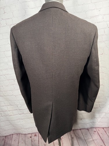 CHAPS Mens Brown HOUNDSTOOTH CHECK Wool Classic Fit Sport Coat Blazer Jacket 42R - Picture 5 of 9