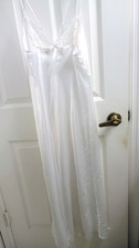 Victoria's Secret Poly  Nylon Lace White Slip Dress Night Gown Size S