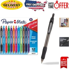 Profile Bold Retractable Ballpoint Pens, 12 Assorted Colors for Vibrant Writing
