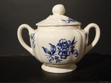 Antique Rares Sucrier En Céramique Maastricht Petrus Regout Bouquet Bleu Fin 800