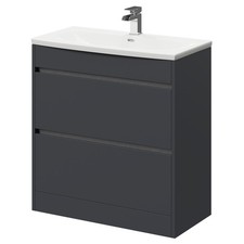 Wholesale Domestic City Gloss Grey 800mm Floor Standing 2 Drawer Vanity Unit and