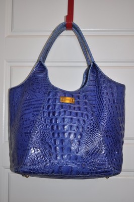 Brahmin ultramarine Melora Tote in Melbourne Croc Embossed Leather Large Tote