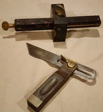 Vintage Stanley Sliding 6” T Bevel & Marking Mortise Gauge Rosewood & Brass USA