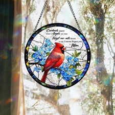 Cardinal Suncatcher Glass Mom Memorial Gift Window Decor