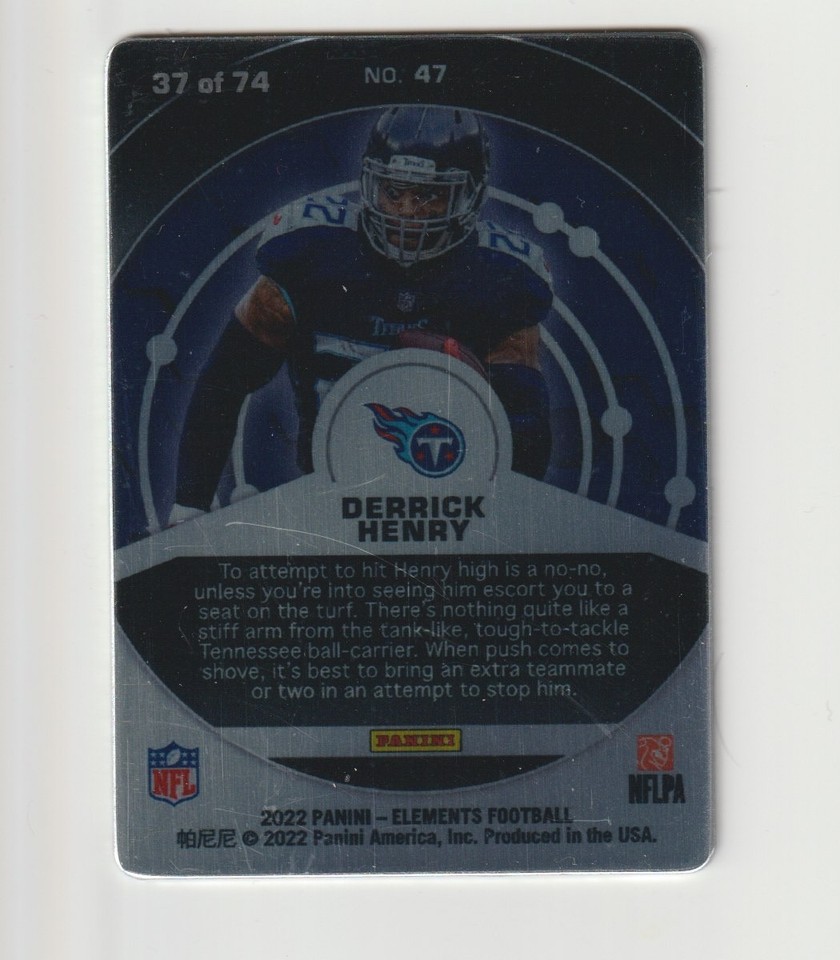 Derrick Henry /74 Americium 2022 Panini Elements #47 Metal Card W ...