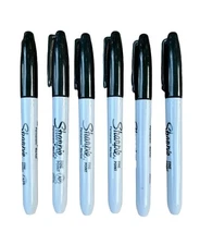  Sharpie Marker Black Six Fine Point Permanent Hobby Office Art Craft School New