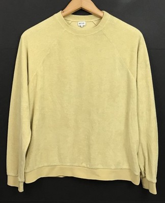 Kule Women's Terry Franny Sweatshirt Yellow Crew Neck Long Sleeve Size M
