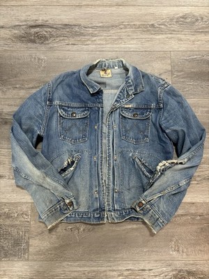 WRANGLER Blue Bell 1950s 8MZ Denim Zip-Up Vintage Blue Jacket Size