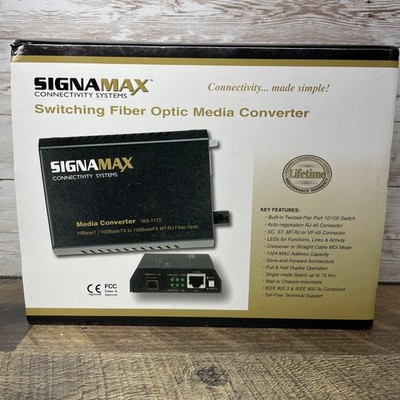 Signamax 065-1110 Gigabit Ethernet Fiber Optic Media Converter New Open Box