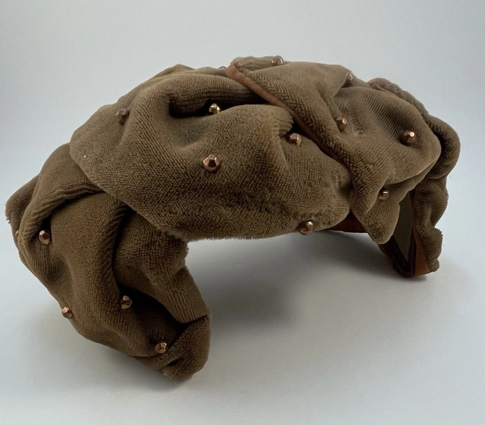 复古铆钉时尚 Fascinator Union Made 棕色丝绒天鹅绒 — 第 2/4 张图片