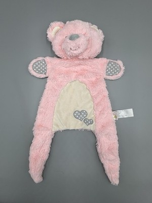 2018 Animal Adventure Gray Pink BEAR Lovey Plush Baby Security Blanket Hearts