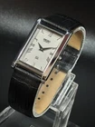 Vintage Seiko Men's Wrist Watch -Leather Strap Slim Profile -White Dial