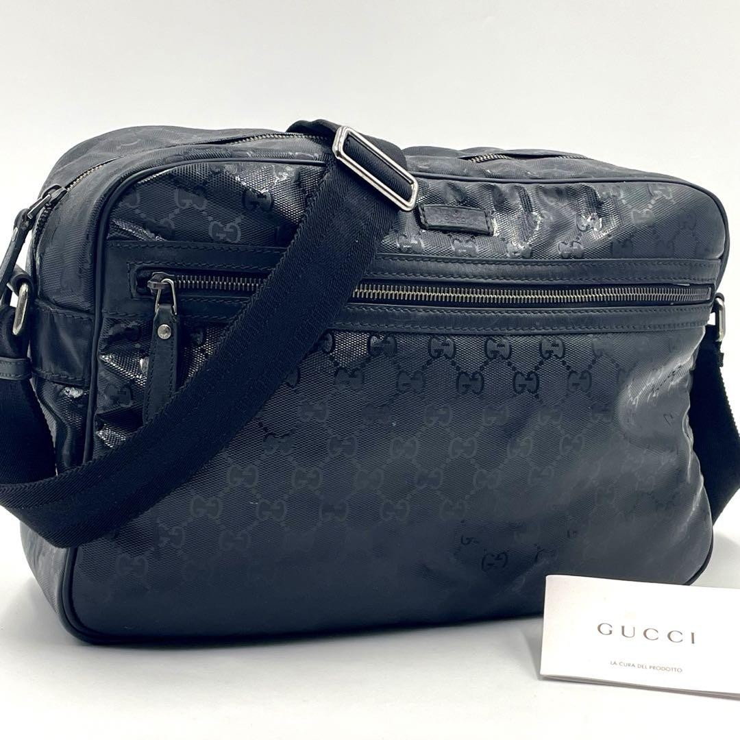 GUCCI GG Imprimerie Black Messenger Shoulder Bag for Men