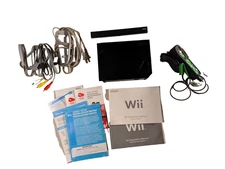 Nintendo Wii Console With Sensor Bar, Controller, Cords, Manuals -BLACK RVL-101