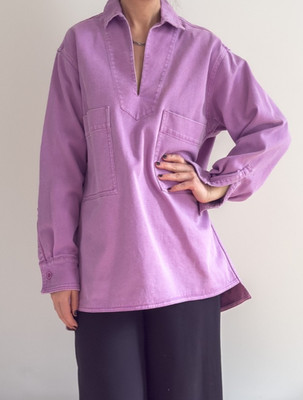 oversize Jeanshemd MAX MARA Loretta Baumwolle Shirt Bluse rosa Flieder | M/ 38
