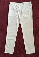 Nili Lotan Jenna Twill Pants Eggshell White Cropped Tapered Stretch Women s Sz 6