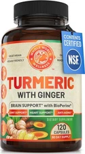 Organic Turmeric Curcumin with Ginger and Black Pepper, 2 Month Supply. Supports